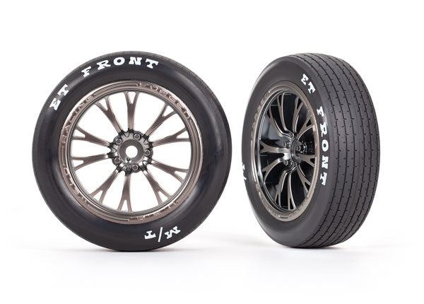 9474A TRAXXAS T&W ASSEM (WELD SATIN BLACK CHROME WHLS MICKEY THOMPSON ET FRONT TIRES) (2)