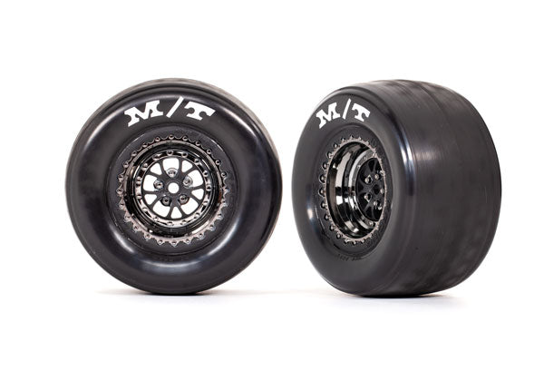 9475X TRAXXAS T&W ASSEM (WELD BLACK CHROME WHLS TIRES)(REAR) (2)