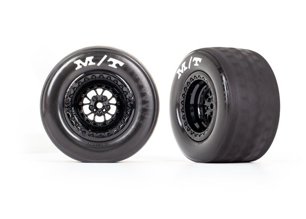 9475 TRAXXAS T&W ASSEM (WELD GLOSS BLK WHLS MICKEY THOMPSON ET DRAG SLICKS) (REAR) (2)