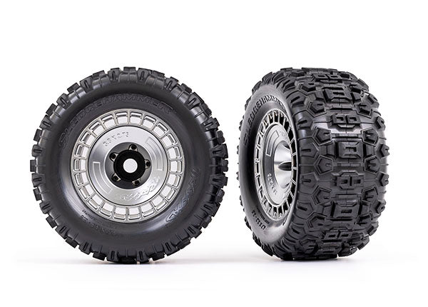 9572X TRAXXAS T&W STN CHRM WHL CVR/SLEDGHMR TIRE