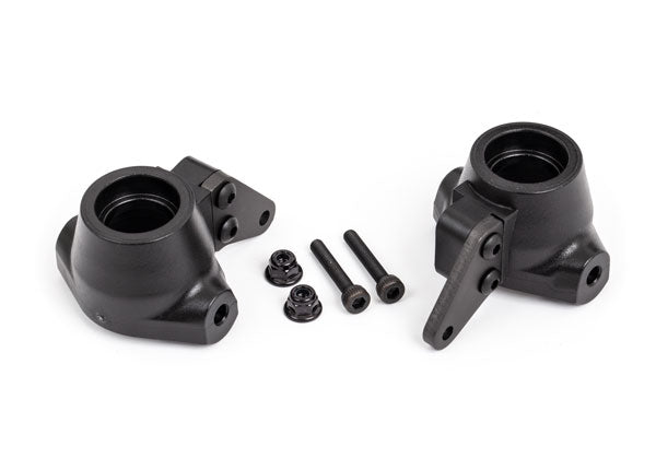 9637A TRAXXAS STEERING BLOCKS L&R STEERING BLOCK ARMS (ALUM DARK TITANIUM-ANOD) (2)