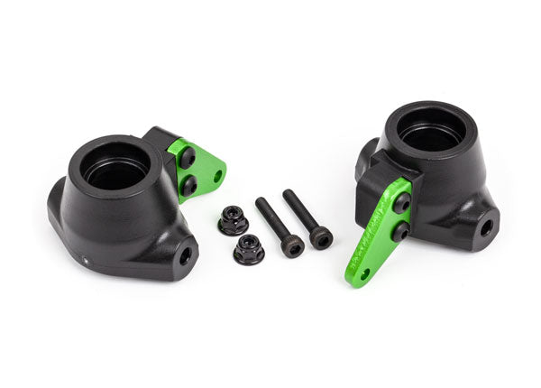 9637G TRAXXAS STEERING BLOCKS L&R  STEERING BLOCK ARMS (ALUM GREEN-ANOD) (2)