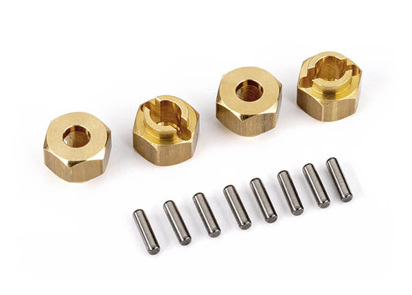 9750X TRAXXAS WHEEL HUBS 7MM HEX (BRASS) (4)/ AXLE PINS (8)