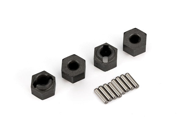 9750 TRAXXAS WHEEL HUBS 7MM HEX (4)/ AXLE PINS (8)