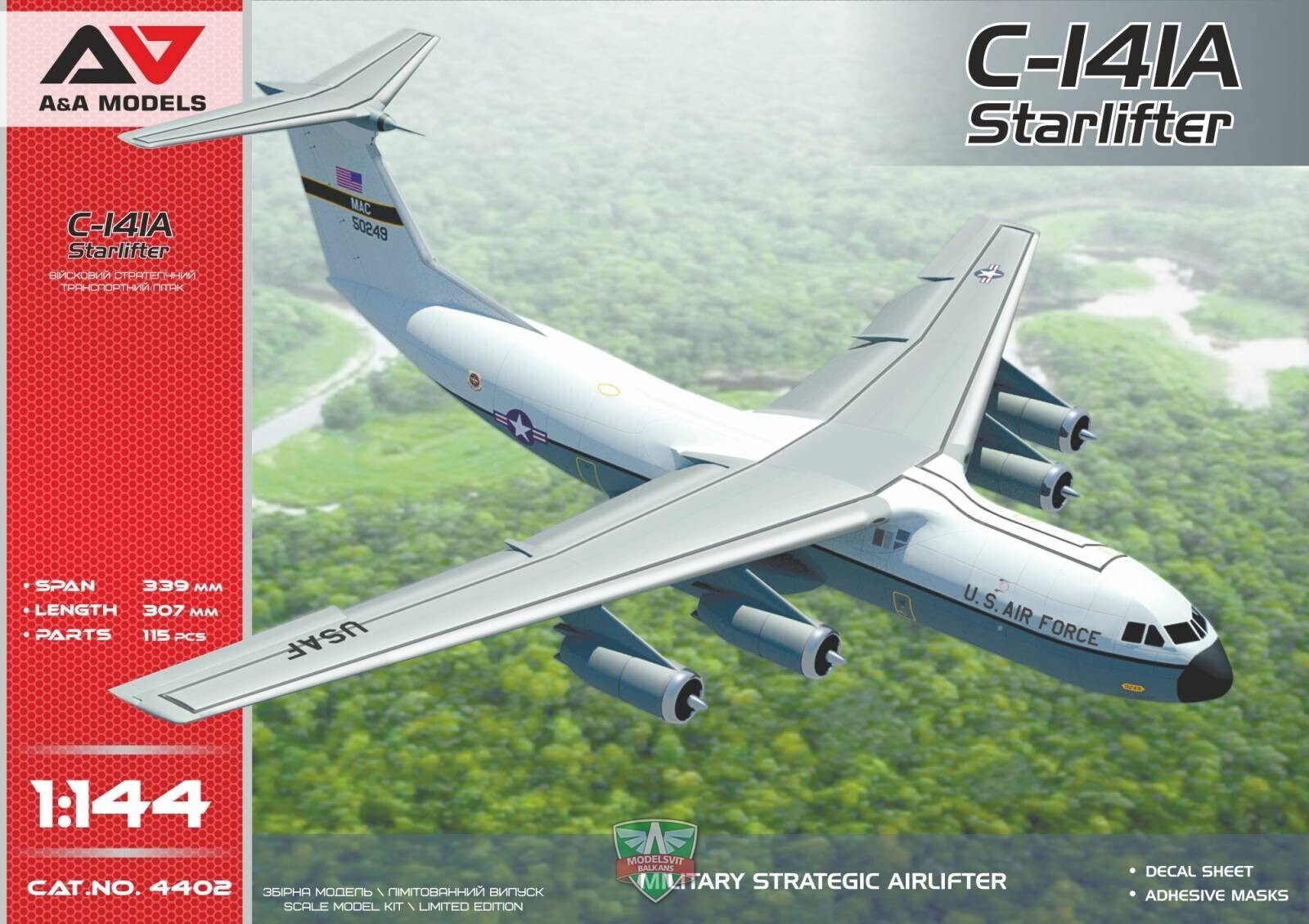 A&A Models 1/144 C-141A military strategic airlifter (2 camos/Vietnam war) Plastic Model Kit [4402]