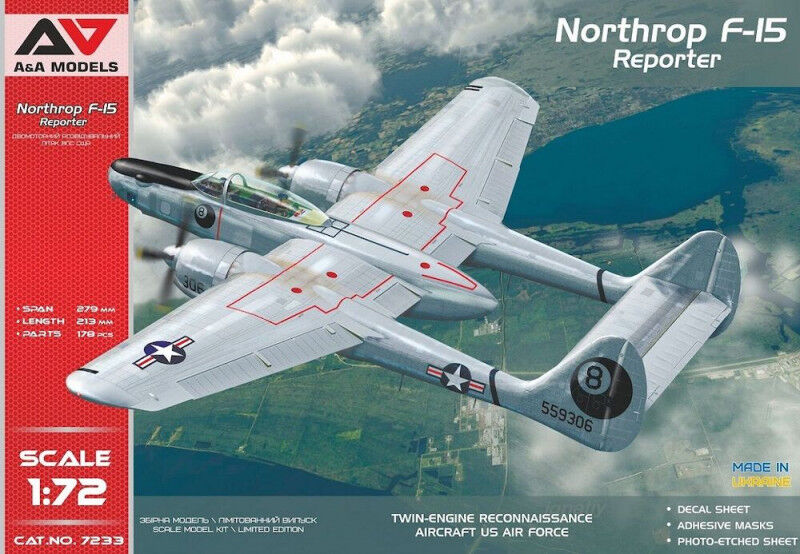 A&A Models 1/72 Northrop F-15A "Reporter" recon.aircraft Plastic Model Kit