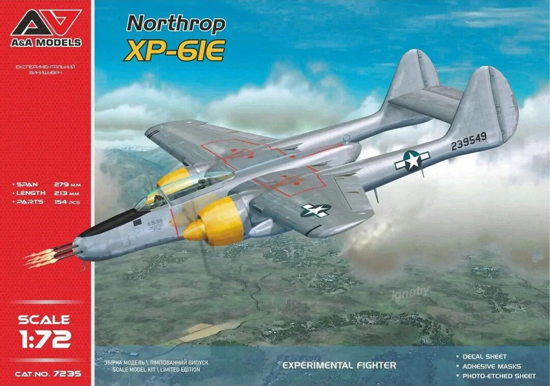 A&A Models 1/72 XP-61E experimental fighter Plastic Model Kit