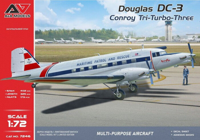 A&A Models 1/72 Conroy Tri-Turbo-3 (DC-3 Trimotor) Plastic Model Kit