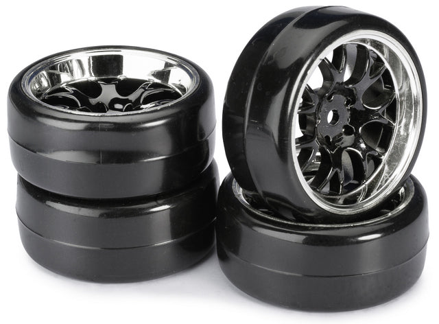 AB2510041 Absima Wheel Set Drift LP " Comb / Profile B" black/chrome 1:10 (4 pcs)