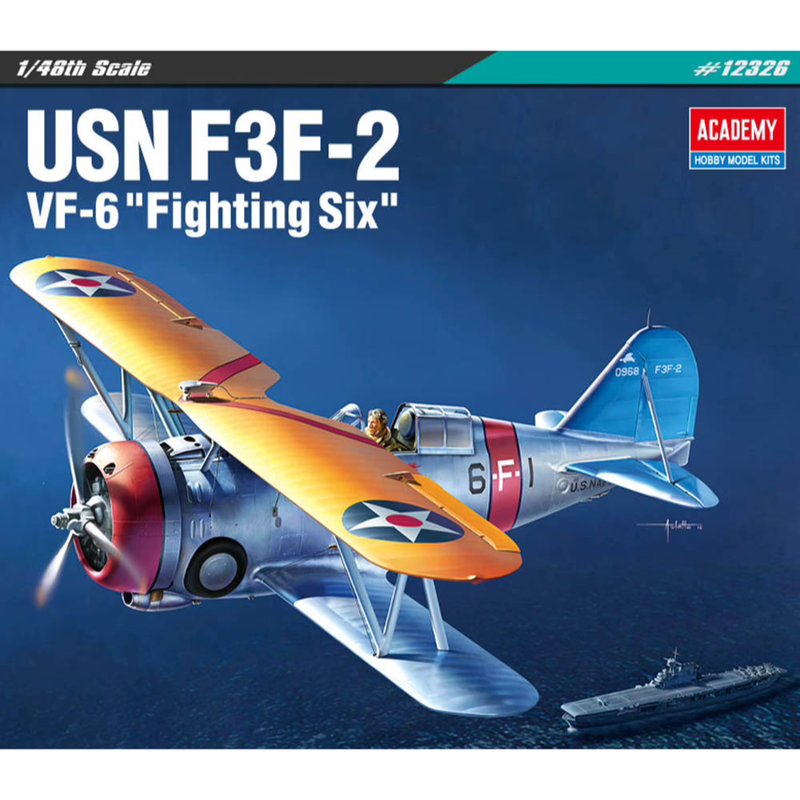 ACA-12326 Academy 1/48 USN F3F-2 VF-6 "Fighting Six" Plastic Model Kit [12326]