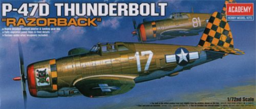 ACA-12492 Academy 1/72 P-47D "Razor-Back" Thunderbolt Plastic Model Kit [12492] Academy