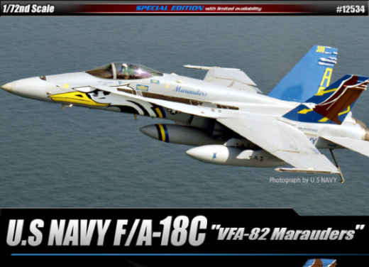 ACA-12534 Academy 1/72 F/A-18C U.S Navy VFA-82 "Marauders" Le: Hornet Plastic Model Kit [12534] Academy