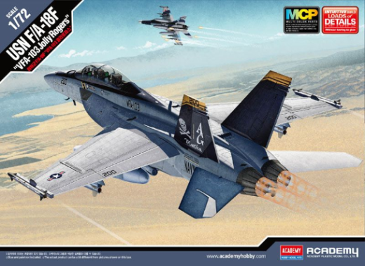 ACA-12535 Academy 1/72 USN F/A-18F "VFA-103 Jolly Rogers" MCP Hornet Plastic Model Kit [12535]