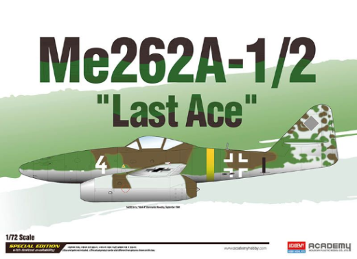 ACA-12542 Academy 1/72 ME262A-1/2 "Last Ace" Le: Plastic Model Kit [12542]