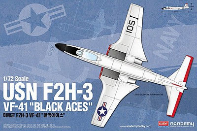 ACA-12548 Academy 1/72 USN F2H-3 VF-41 "Black Aces" Banshee Plastic Model Kit [12548] Academy