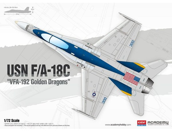 ACA-12564 Academy 1/72 USN F/A-18C "VFA-192 Golden Dragons" Plastic Model Kit [12564] Academy