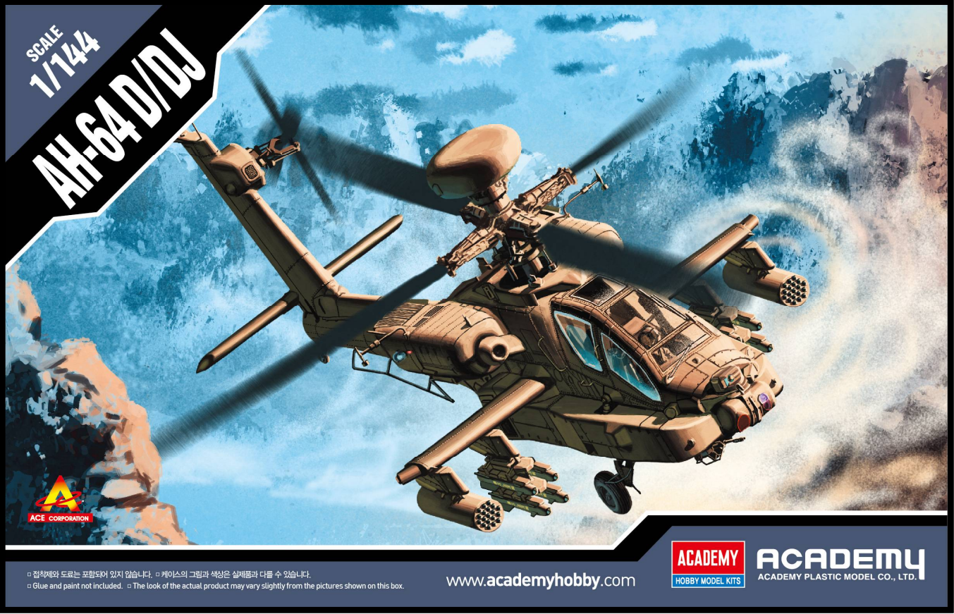 ACA-12625 Academy 1/144 AH-64D/DJ "Longbow" Plastic Model Kit *Aust Decals*[12625] Academy