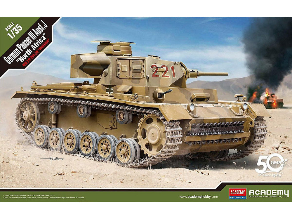 ACA-13531 Academy 1/35 German Panzer III Ausf.J "North Africa" Plastic Model Kit [13531] Academy