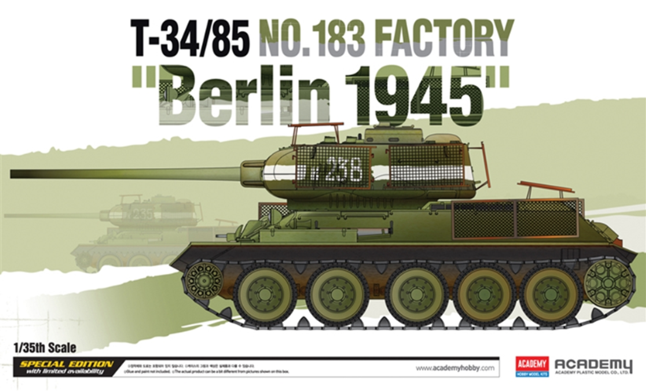 ACA-13554 Academy 1/35 Soviet Medium Tank T-34-85 "Ural Tank Factory No. 183" Plastic Model Kit Academy