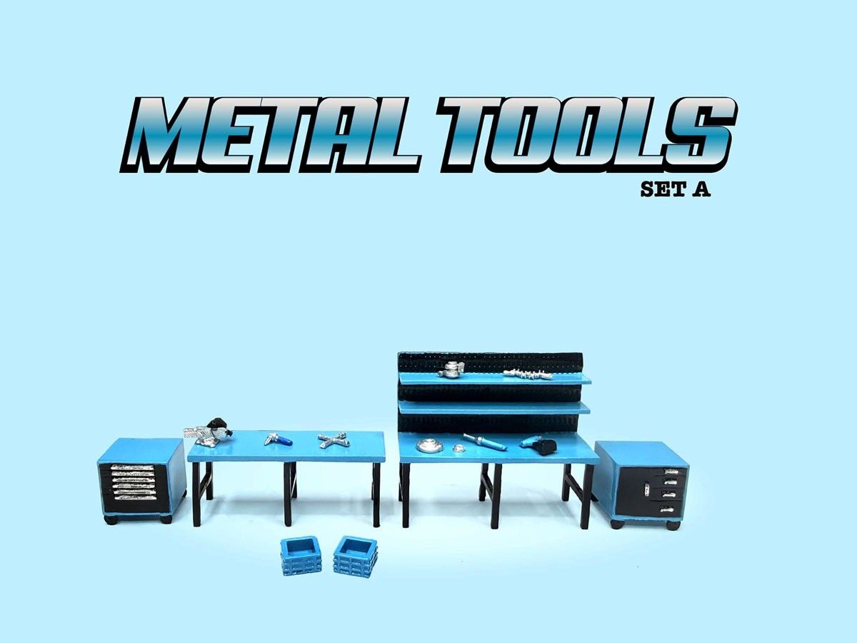 American Diorama 1/64 Metal Tools (Blue) Set A