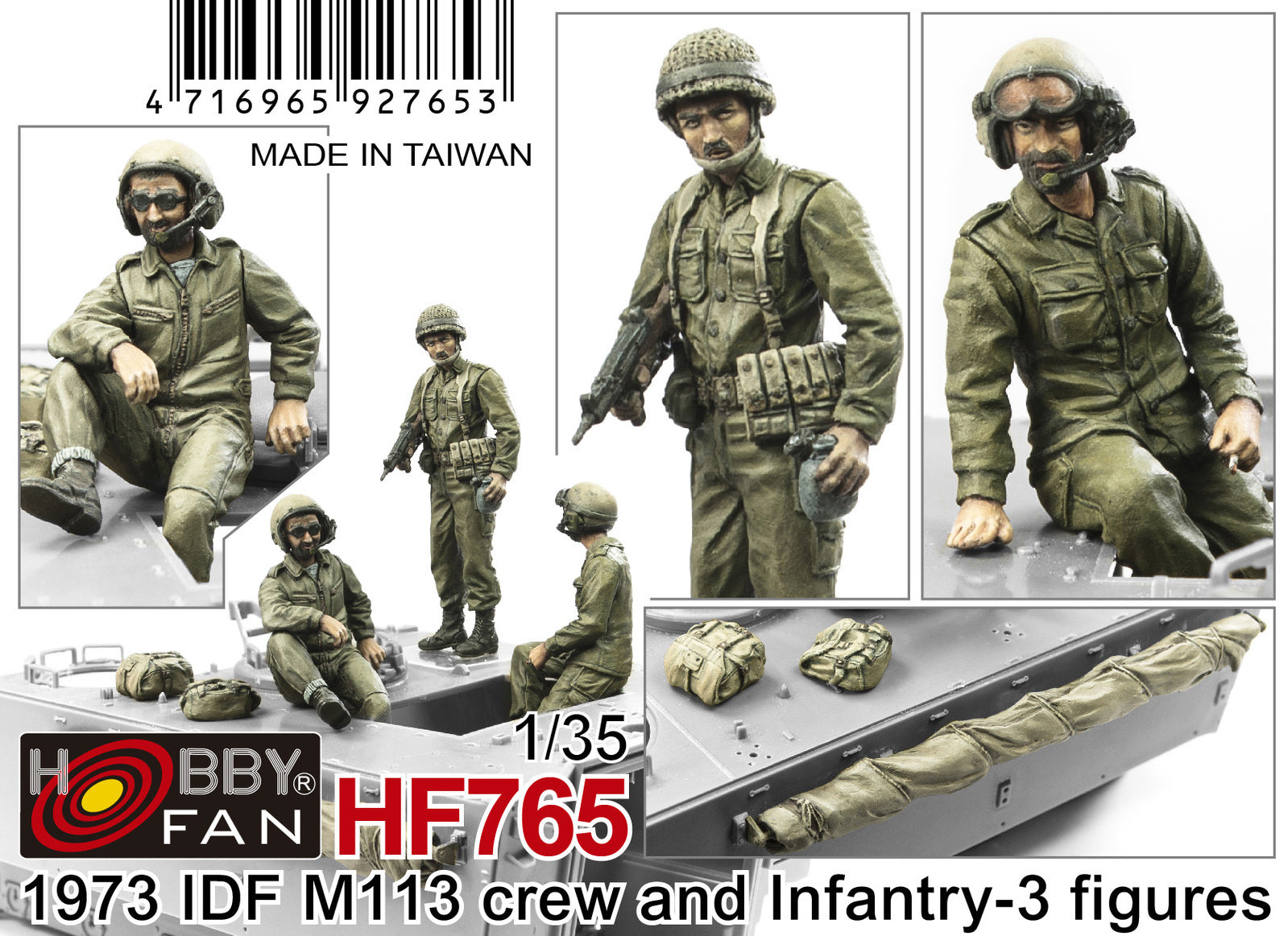AFV Club 1/35 1973 IDF M113 Crew & Infantry-3figures w/Accessories Plastic Model Kit