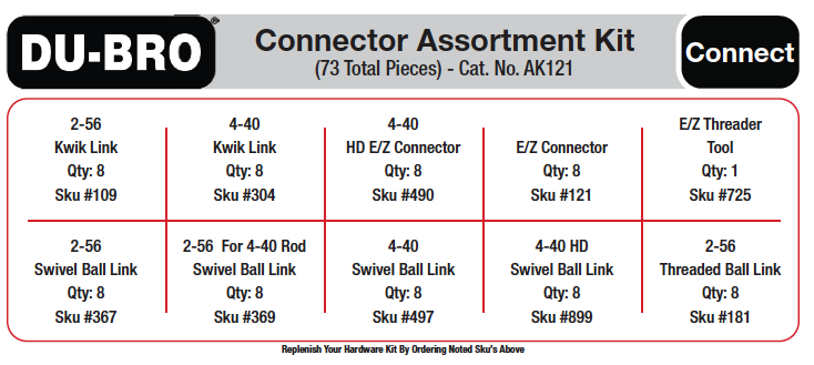 AK121 Connectors Assortment Kit (73 pcs set) DUBRO