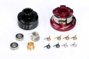 Alpha 13T Clutch Bell with 4 Shoe Clutch Flywheel Combo Set (Red)