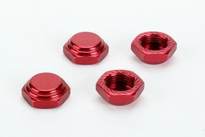 Alpha Serrated Cap Nut M12*1.0 Red (4pcs)-Alumina material