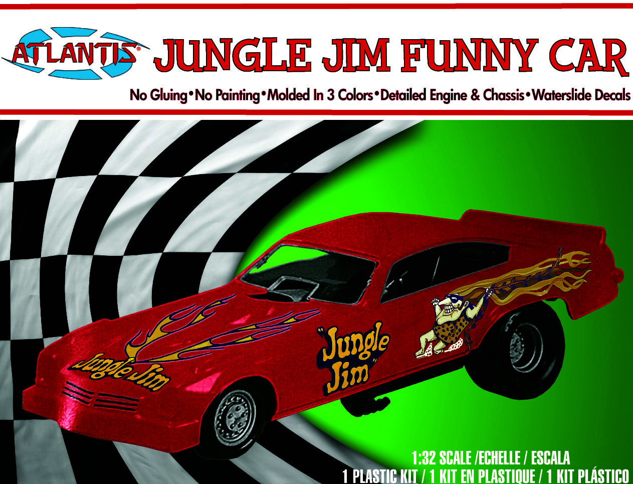 Atlantis 1/32 Snap Jungle Jim Vega Funny Car Plastic Model Kit