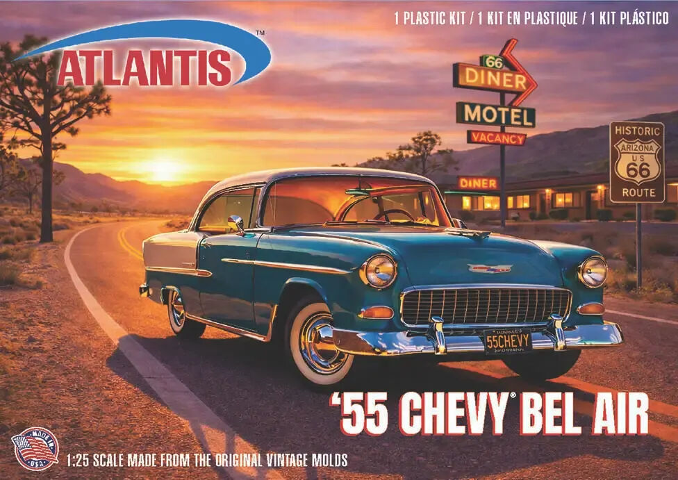Atlantis 1/25 U.S. Route 66 - 1955 Chevrolet Bel Air Hardtop Plastic Model Kit