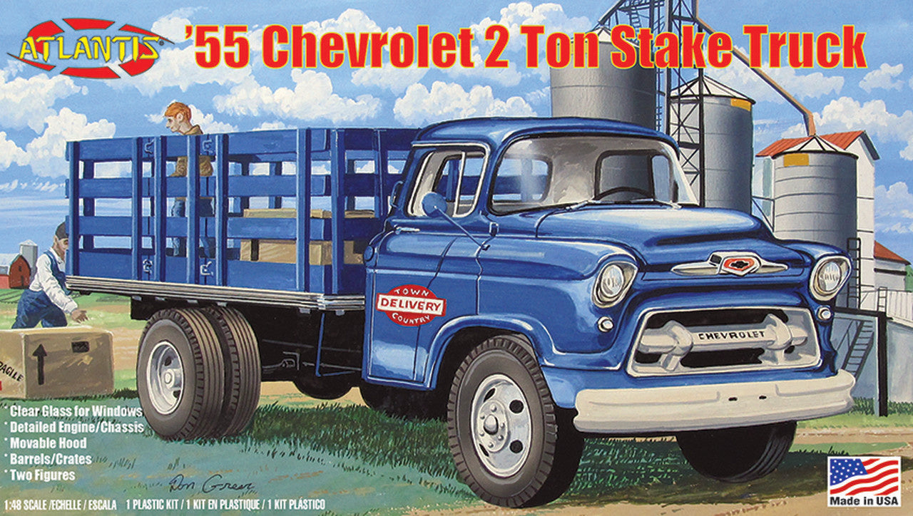 Atlantis 1/48 1955 Chevy Stake Truch with Glass [H1401]
