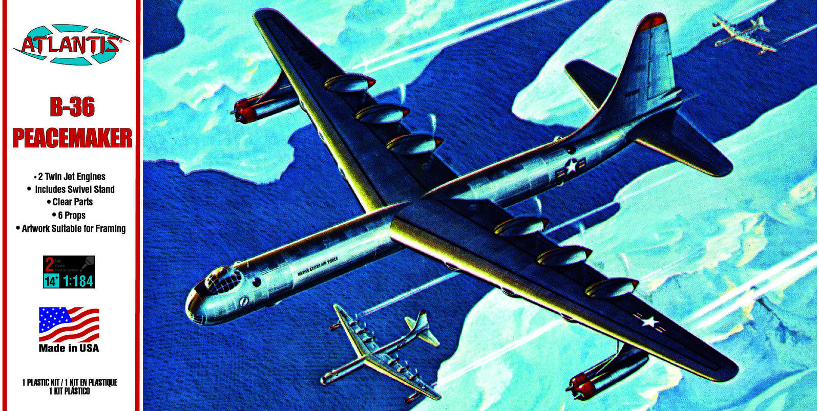 Atlantis 1/184 B-36 Prop Jet Peacemaker with Swivel Stand Plastic Model Kit