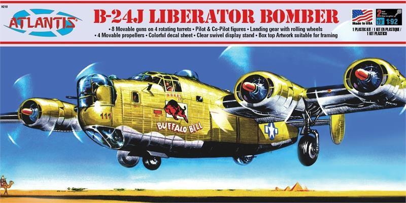 Atlantis 1/92 B-24J Bomber Buffalo Bill with Swivel Stand Plastic Model Kit