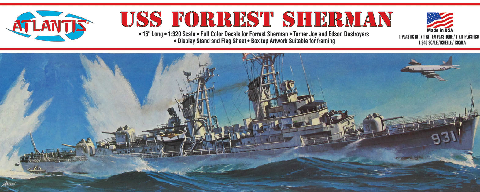 Atlantis 1/320 USS Forrest Sherman Destroyer Plastic Model Kit