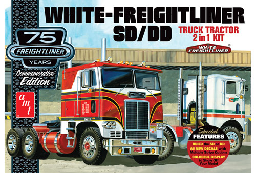 AMT1046 AMT 1/25 White Freightliner 2-in-1 SC/DD Cabover Tractor  (75th Anniversary) Plastic Model Kit AMT