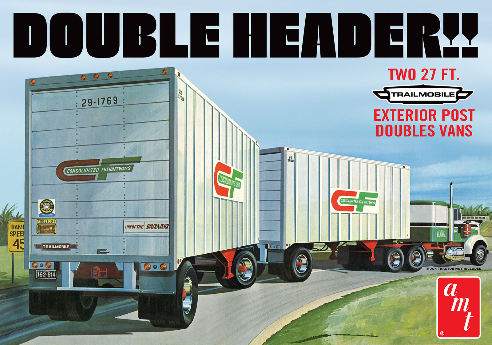 AMT1132 AMT 1/25 "Double Header" Tandem Van Trailers Plastic Model Kit AMT
