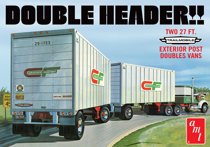 AMT1132 AMT 1/25 "Double Header" Tandem Van Trailers Plastic Model Kit