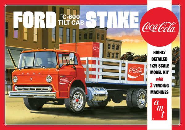 AMT1147 AMT 1/25 Ford C600 Stake Bed w/Coca-Cola Machines Plastic Model Kit