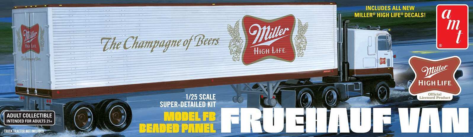 AMT1234 AMT 1/25 Fruehauf 40' Semi Trailer (Miller Beer) Plastic Model Kit AMT