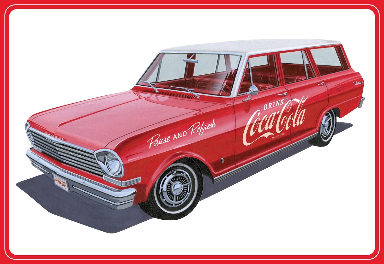AMT1353 AMT 1/25 1963 Chevy II Nova Wagon w/Crates Coke Plastic Model Kit AMT