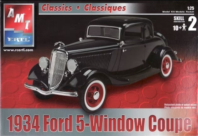 AMT1384 AMT 1/25 1934 Ford 5-Window Coupe Street Rod Plastic Model Kit AMT
