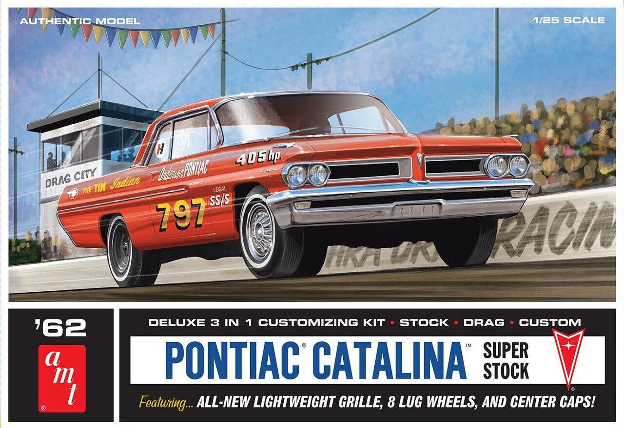 AMT1392 AMT 1/25 1962 Pontiac Catalina Super Stock Plastic Model Kit AMT