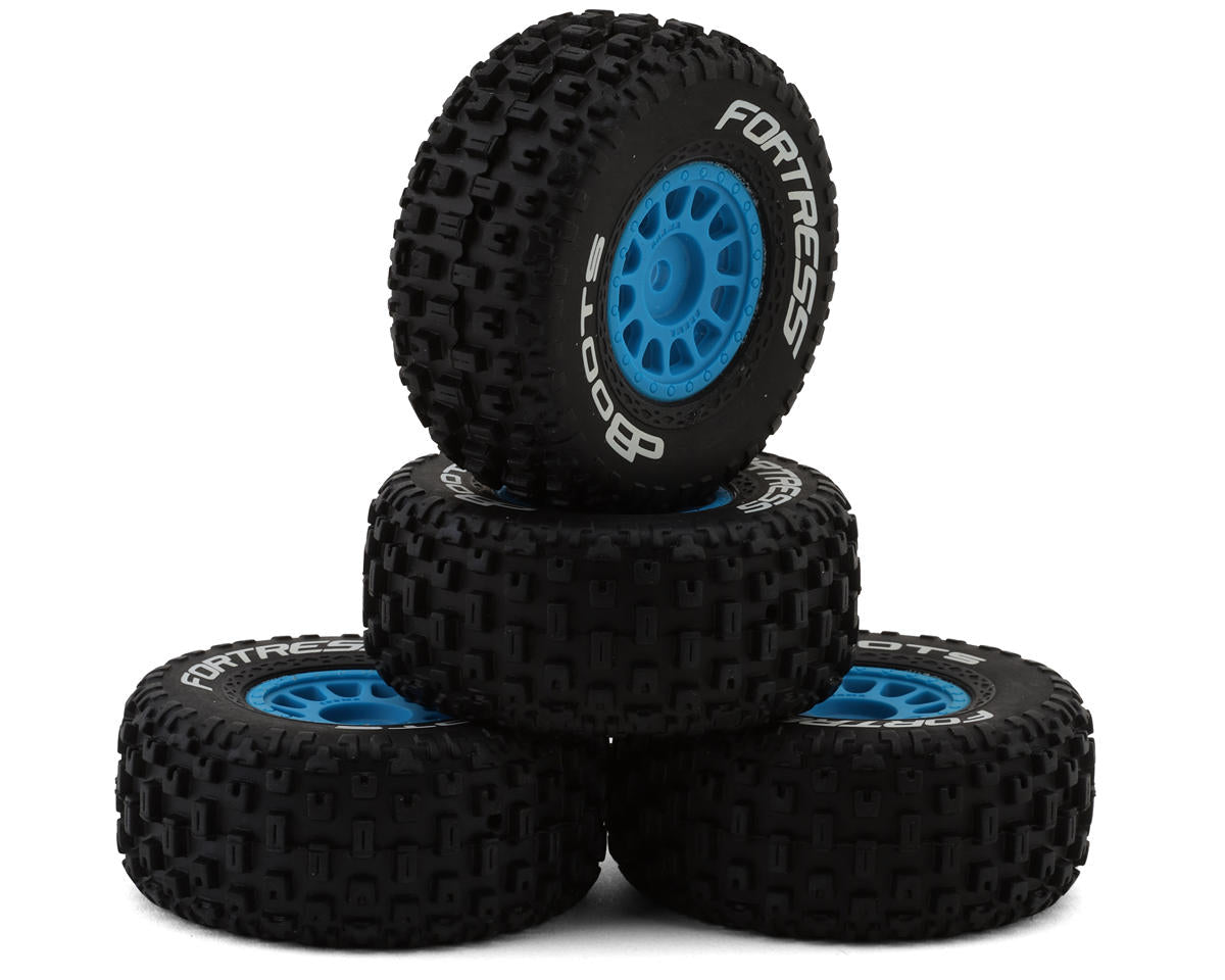Arrma dBoots Fortress Tyre Set Glued on Blue Wheels ARA-1571