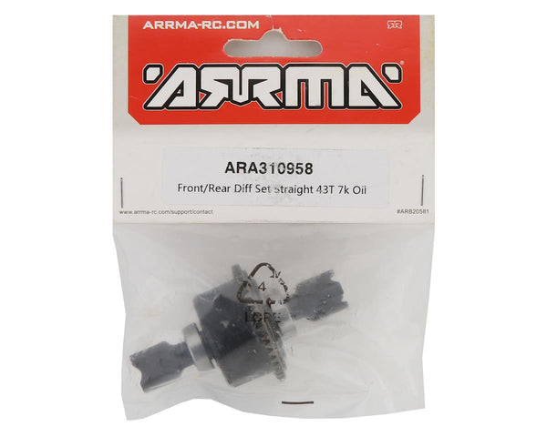 ARA310958 Arrma Front/Rear Diff Set Straight 43T 7k Oil, AR310958