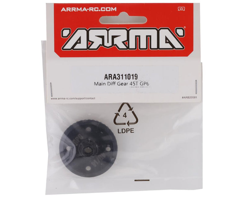 ARA311019 Arrma Main Diff Gear, 45T, GP6, AR311019