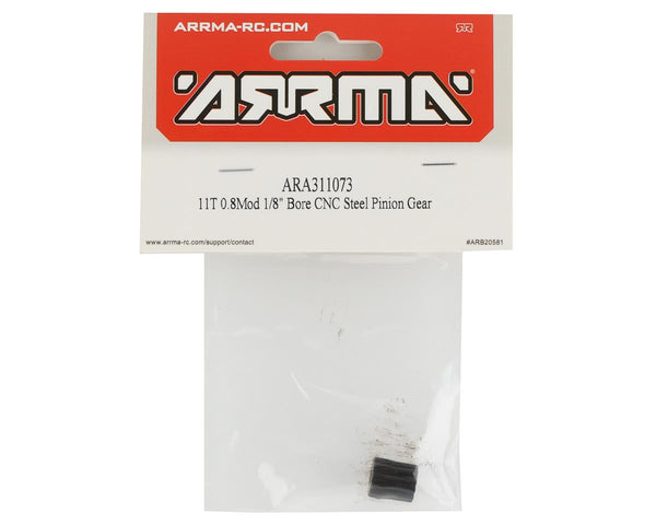 ARA311073 Arrma 11T 0.8Mod 1/8 Bore CNC Steel Pinion Gear, AR311073