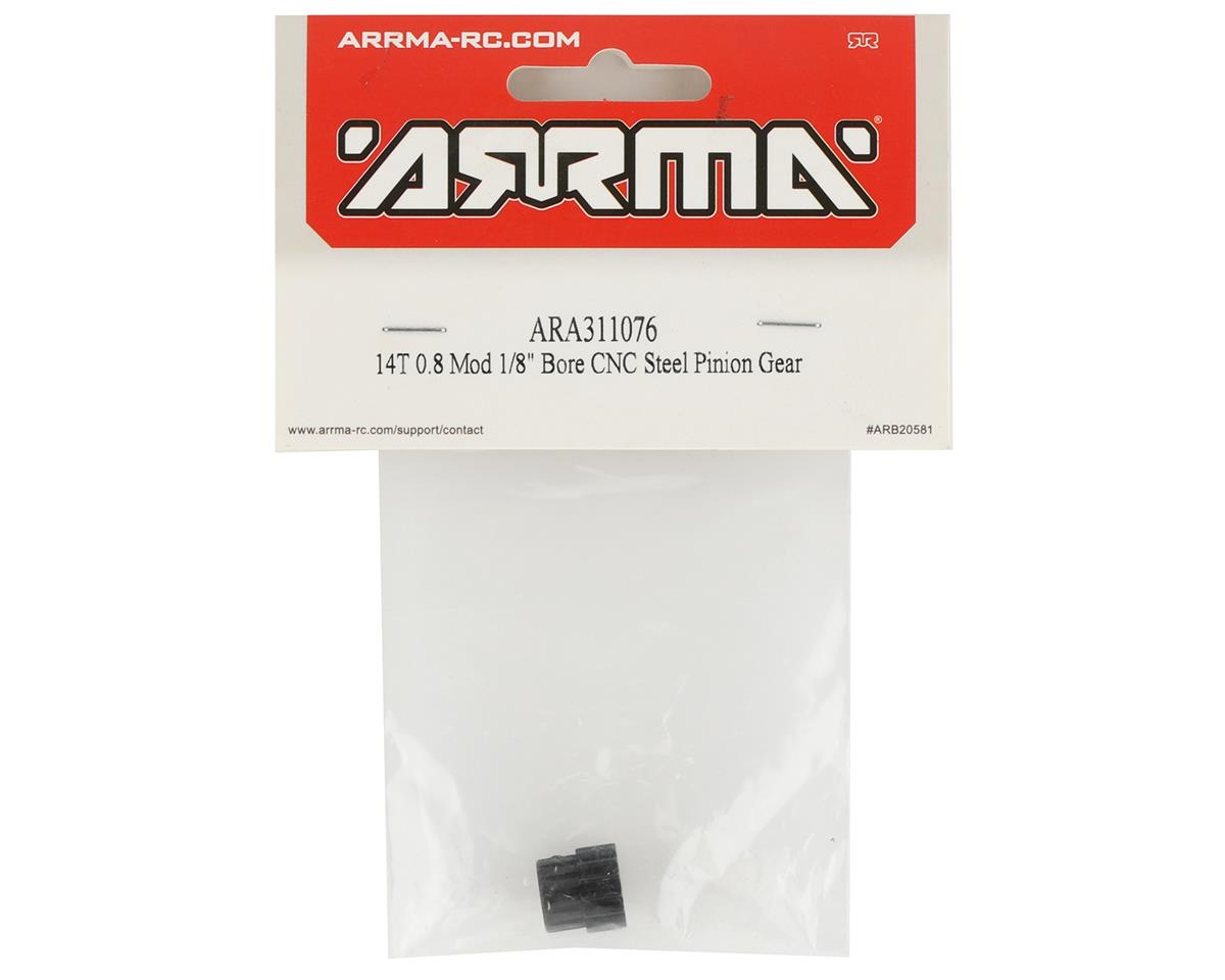 ARA311076 Arrma 14T 0.8Mod 1/8 Bore CNC Steel Pinion Gear, AR311076 ARRMA