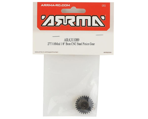 ARA311089 Arrma 27T 0.8Mod 1/8 Bore CNC Steel Pinion Gear, AR311089