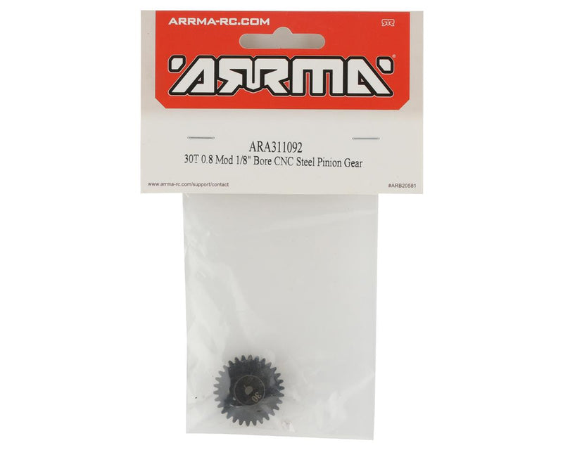 ARA311092 Arrma 30T 0.8Mod 1/8 Bore CNC Steel Pinion Gear, AR311092