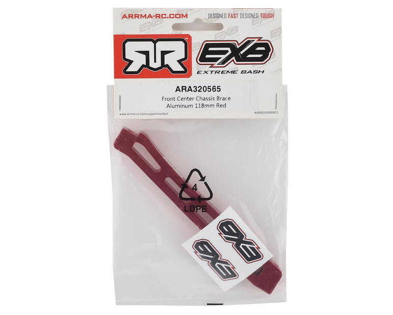 ARA320565 Arrma Front Center Chassis Brace Aluminium 118mm Red, AR320565